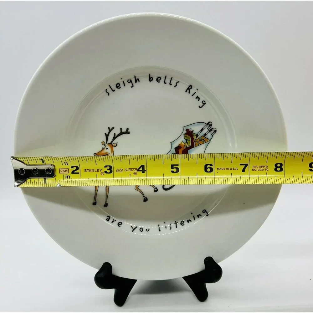 Pottery Barn Holiday Cheer Salad Dessert Soup Plate Christmas 8” Sleigh‎ Bells
